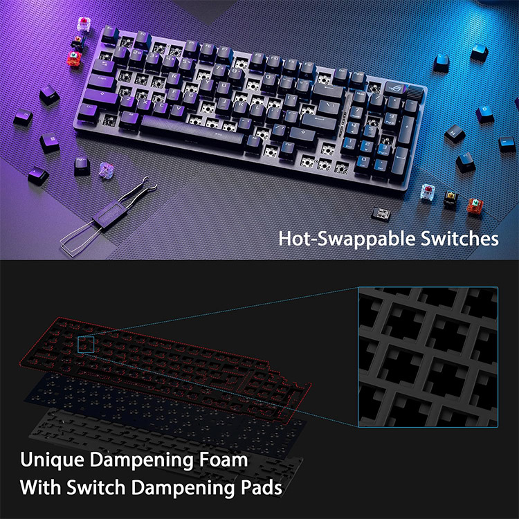 خرید کیبورد Asus ROG Strix Scope II 96 - بی‌سیم - سوییچ مکانیکی ROG NX نسخه Snow
